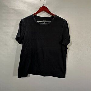 Pendleton Top Womens Large Tee Shirt Black Cotton Short Sleeve Pullover Boxy